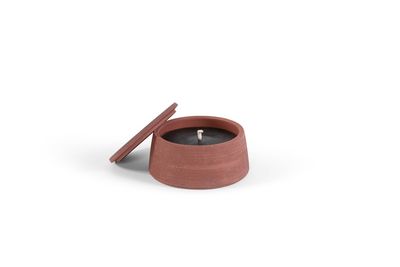 Buitenkaars Terracotta, conisch met deksel, D23x12, geur rozemarijn