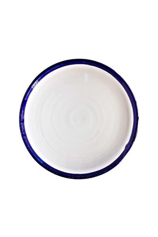 Groot Bord Ana, Val Pottery, Blauwe rand