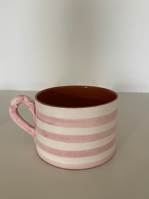 Grote kop, horizontale streep, roze en terracotta