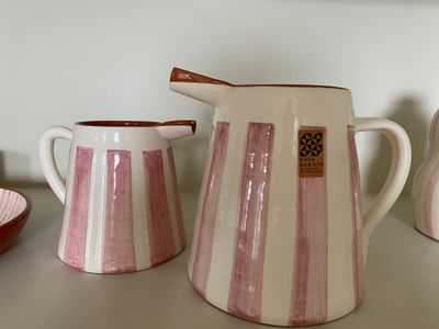 Kan 1l, gestreept roze en terracotta