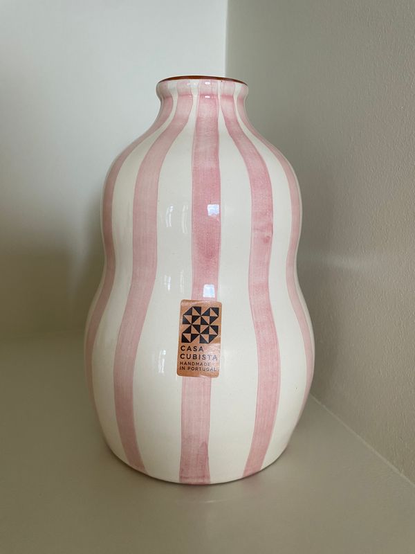 Vaas Gourd,gestreept roze en terracotta, Large