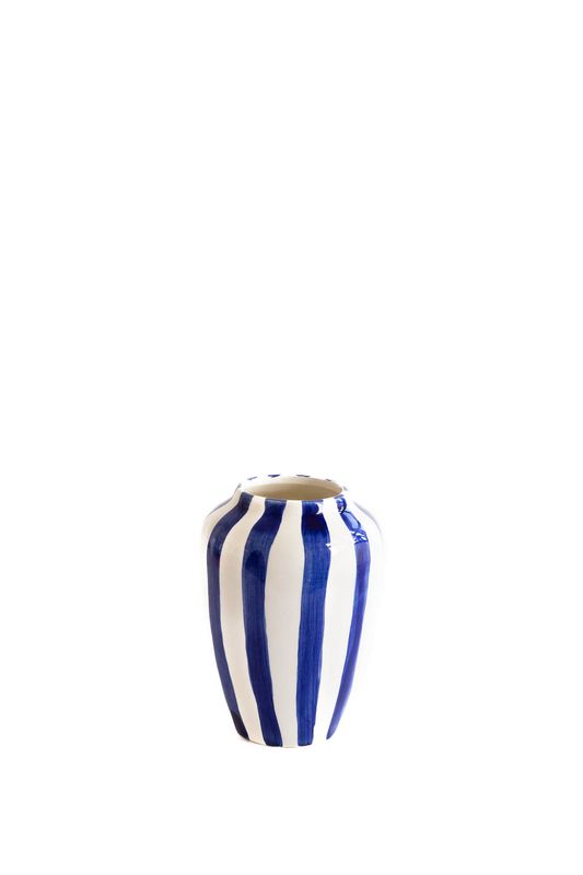 Vaas Funky Flower- Val Pottery, Small, Blauwe streep