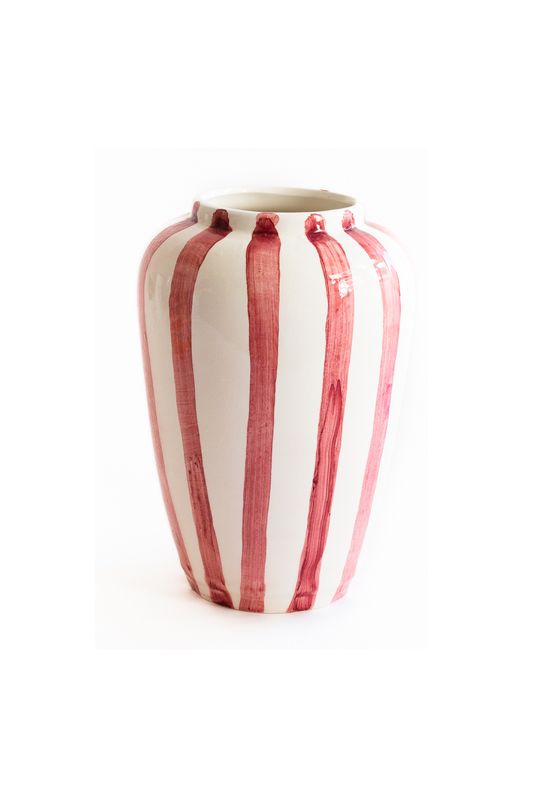 Vaas Funky Flower, Val Pottery, Extra Large, Roze streep