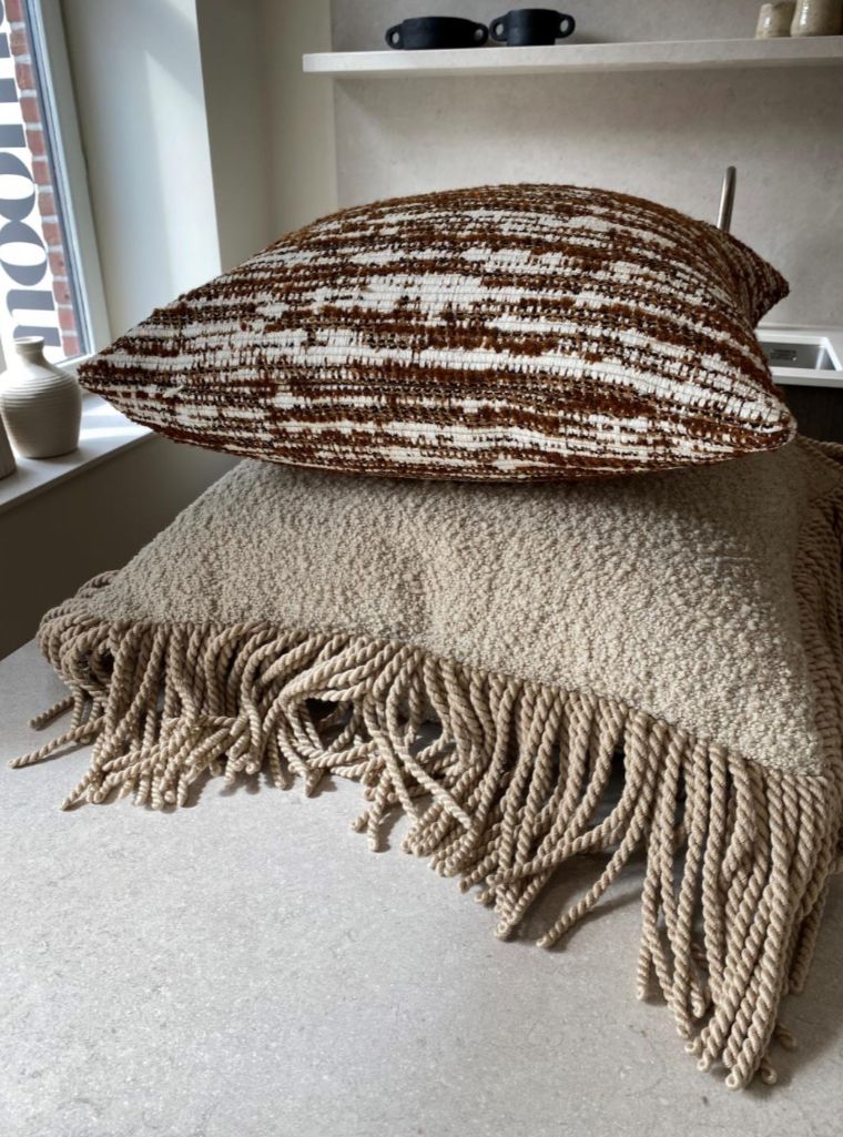 Kussen Tresigallo met franjes, Beige, 60x60cm