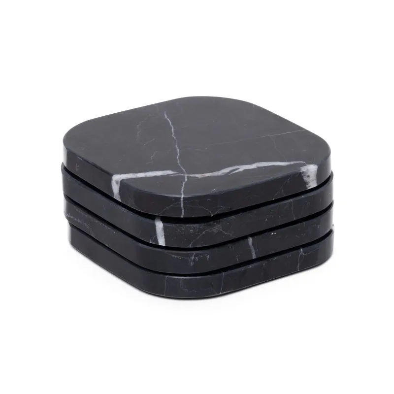 Set onderzetters, marmer zwart, 4 stuks
