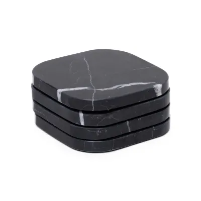 Set onderzetters, marmer zwart, 4 stuks