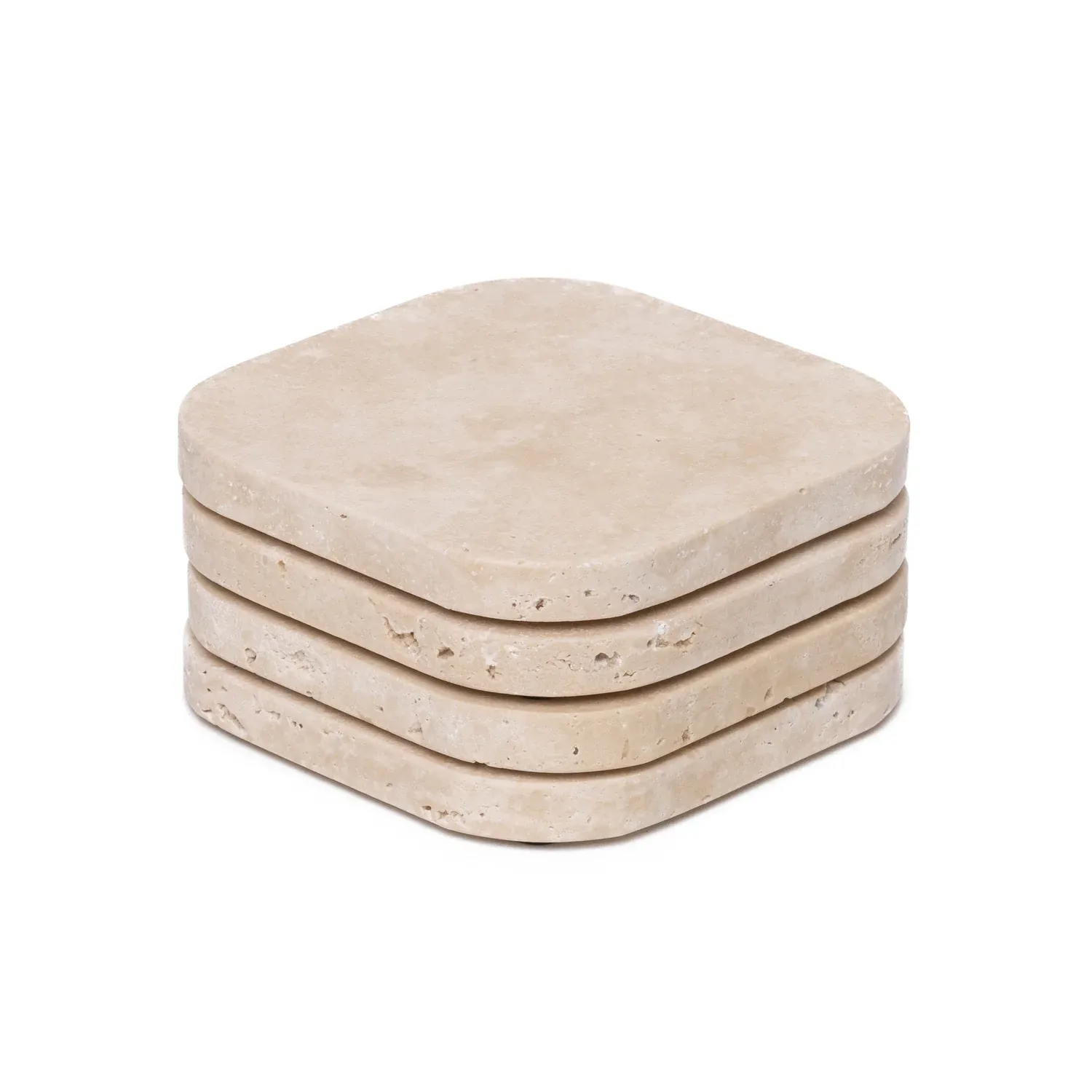 Set onderzetters, marmer travertin, 4 stuks