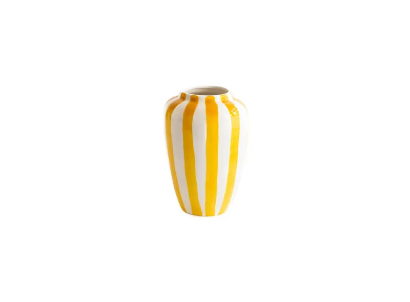 Vaas Funky Flower, Val Pottery, Extra Large, gele streep