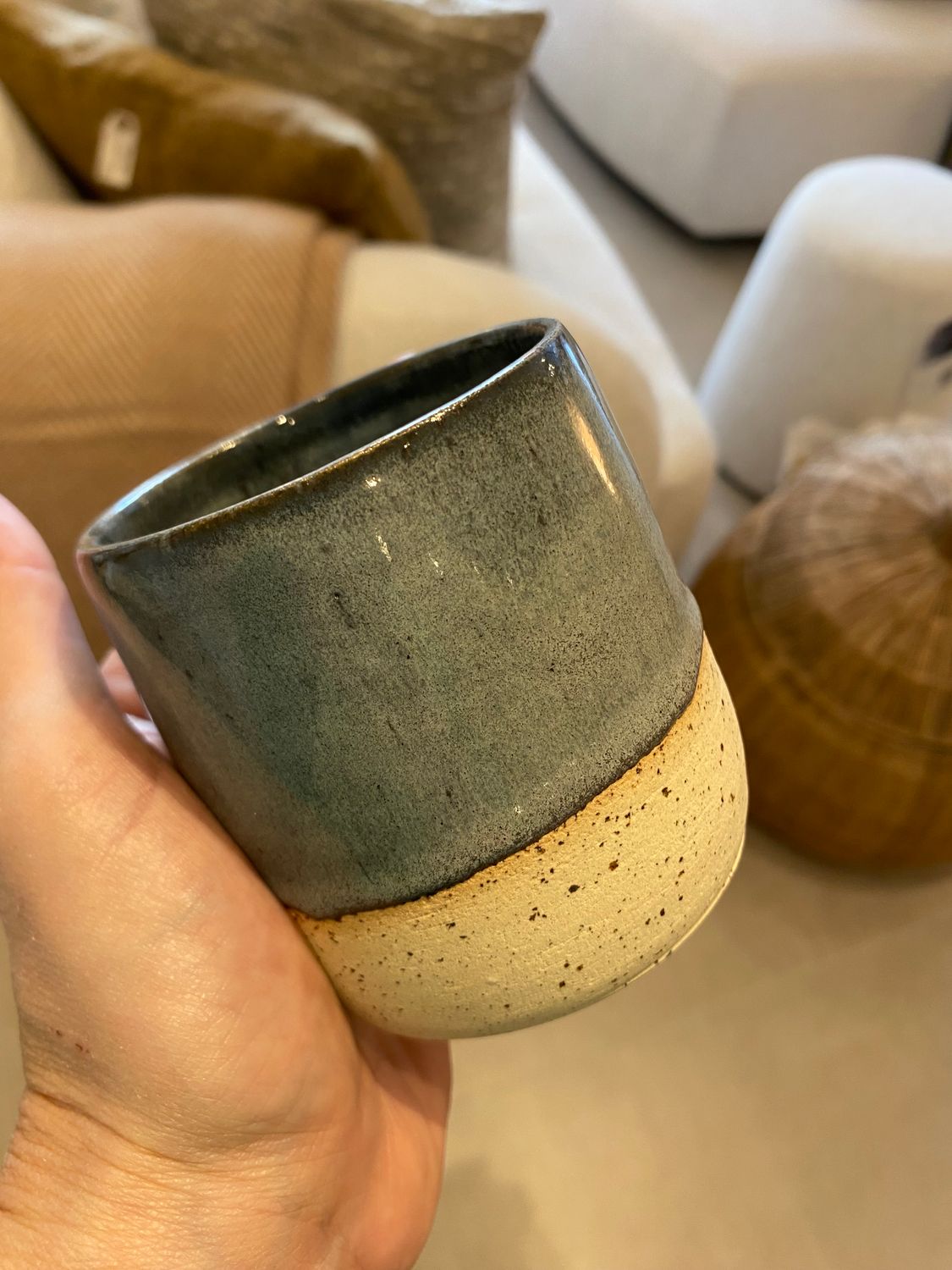 Handmade by LIV, koffietas Noors Blauw