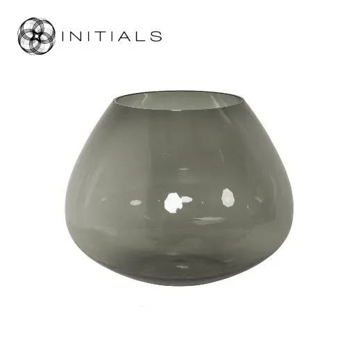 Vaas/ Windlicht Bol Smoke Glass  D x H : 44 x 35 cm