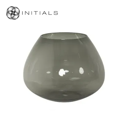 Vaas/ Windlicht Bol Smoke Glass  D x H : 44 x 35 cm
