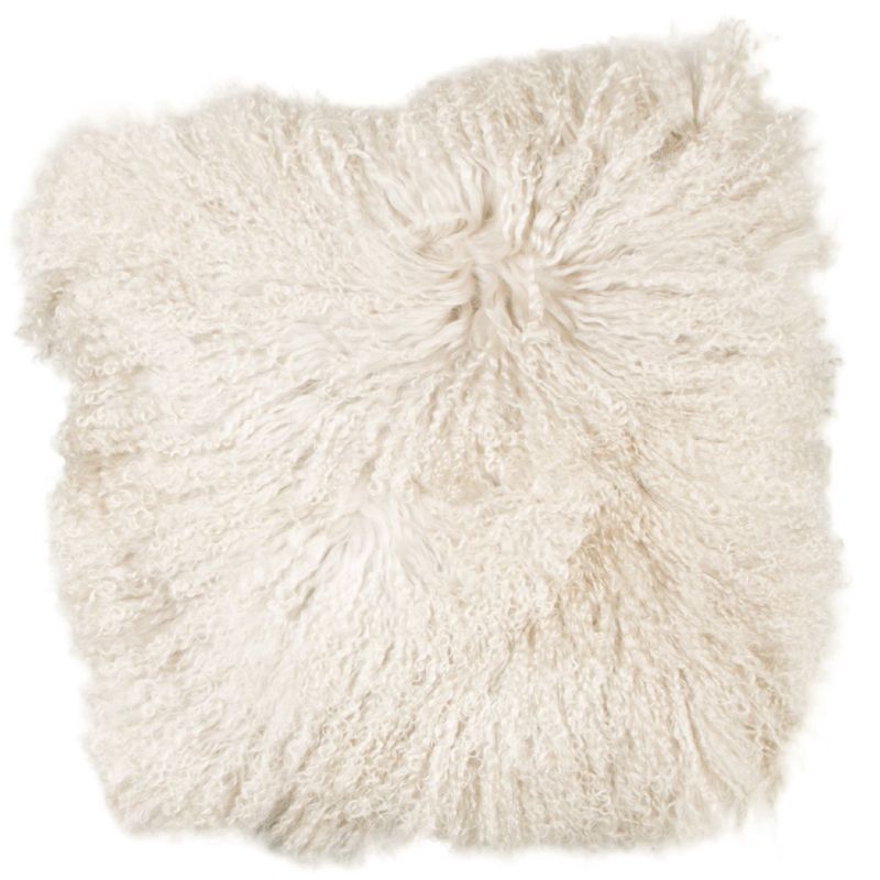 Tibet schapenvacht kussen, wit 45x45cm