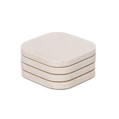 Set onderzetters, beige marmer, 4 stuks