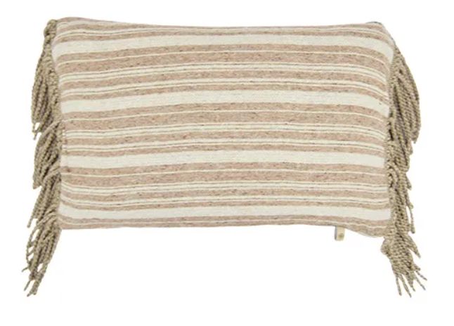 Kussen Masai Latte brown, met franjes 60x40cm