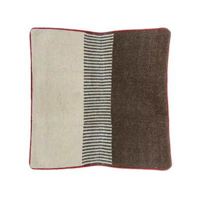 Kussen Pamplona wol-katoen 60x60 bruine colorblock