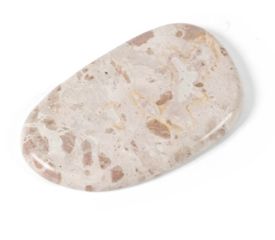 Plateau marmer ( beige en bruintinten), organisch rond  22,5x14cmx1,5cm