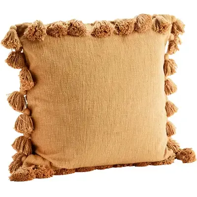 Boho XL kussen met kwastjes, 60x60cm, Beige Sand