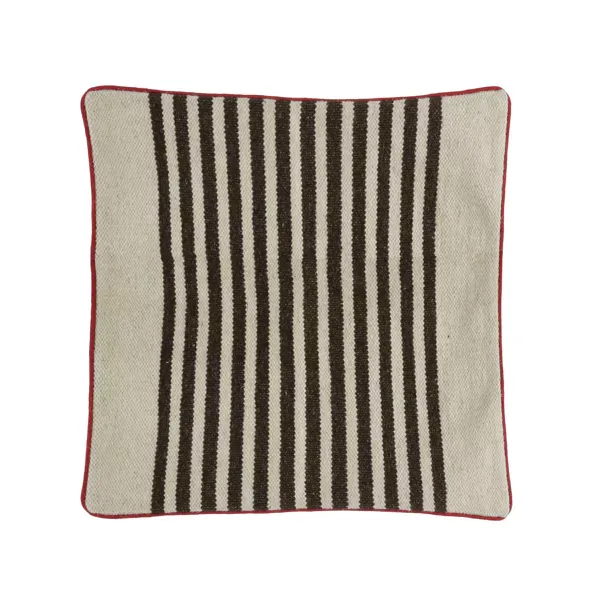 Kussen Pamplona wol-katoen 60x60 bruine streep