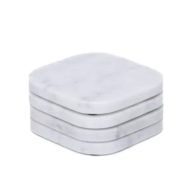 Set onderzetters, witte marmer, 4 stuks