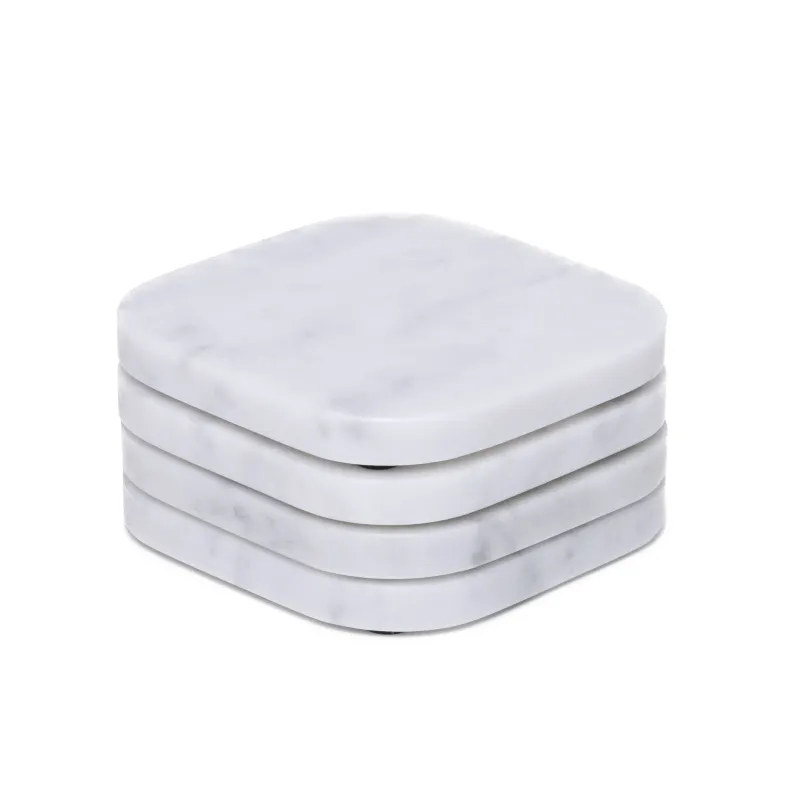 Set onderzetters, witte marmer, 4 stuks