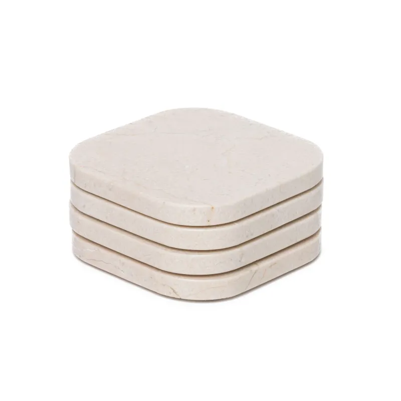 Set onderzetters, beige marmer, 4 stuks
