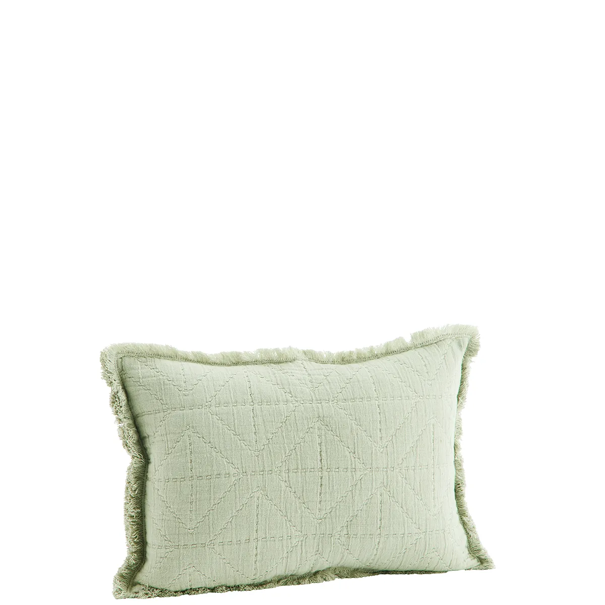 Boho Kussenhoes met broderie, Salie, 30x45cm
