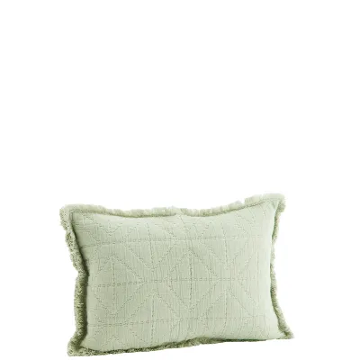Boho Kussenhoes met broderie, Salie, 30x45cm