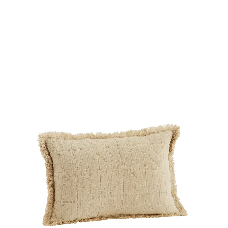 Boho Kussenhoes met broderie, Poeder, 30x45cm