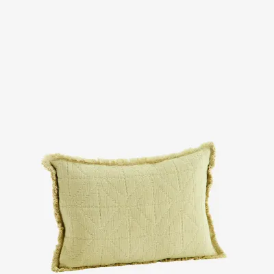 Boho Kussenhoes met broderie, Pistache, 30x45cm