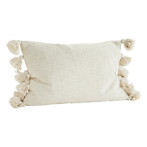 Boho kussen met kwastjes, Off White, 40x60cm
