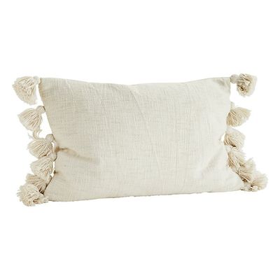 Boho kussen met kwastjes, Off White, 40x60cm
