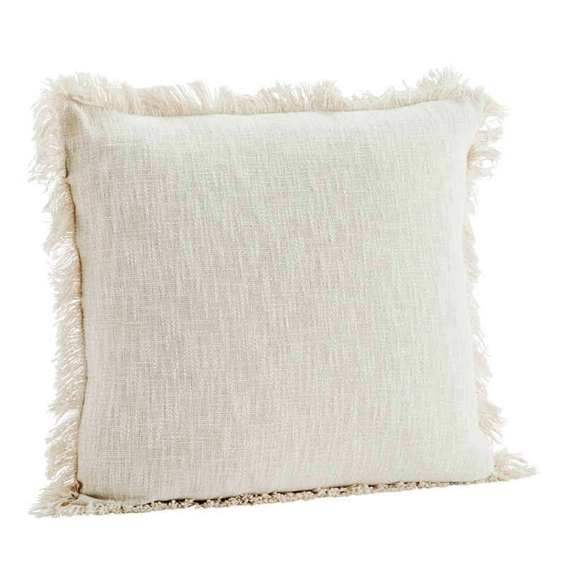 Boho XL Kussen met franjes, Off White 60x60cm