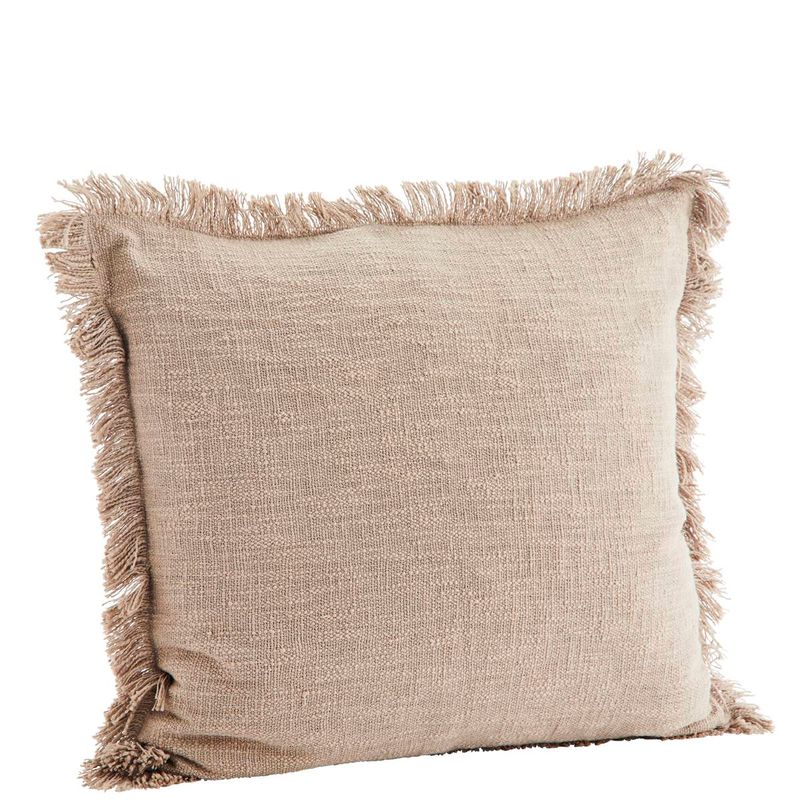 Boho XL kussen met franjes, 60x60cm, Beige