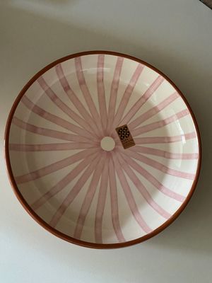 Kom Ray, gestreept roze en terracotta, large