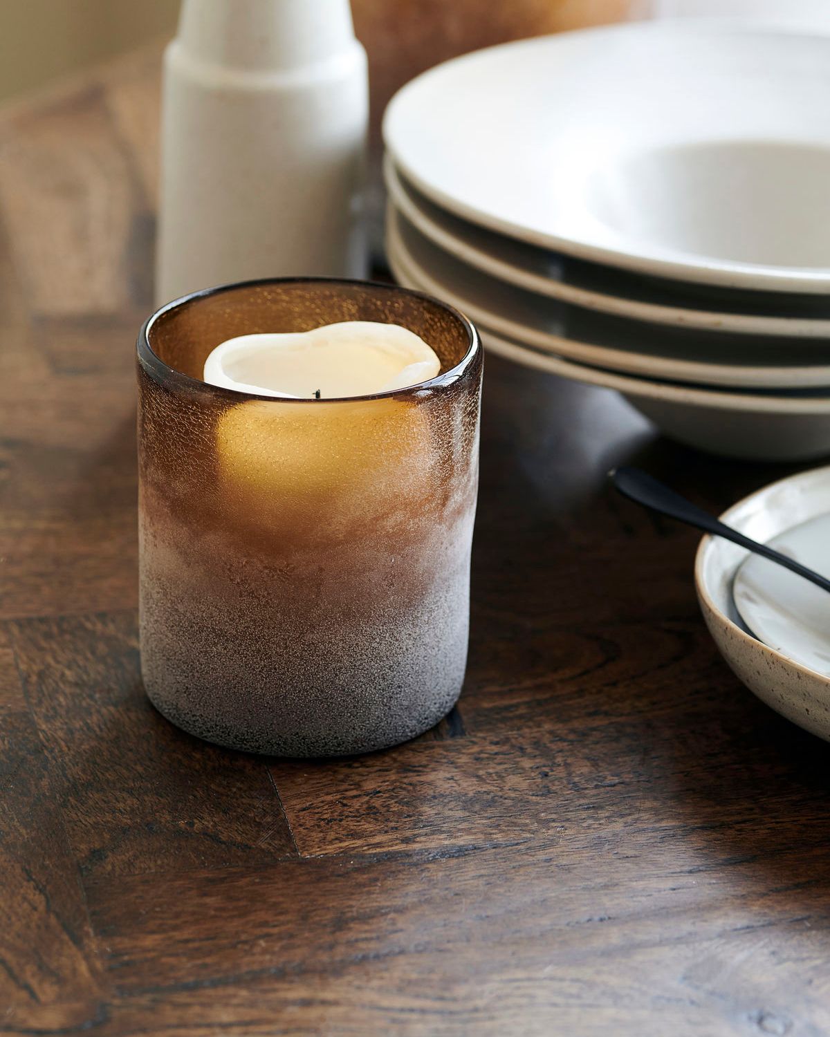 OUTLET_T-licht Frost, Bruin, Medium