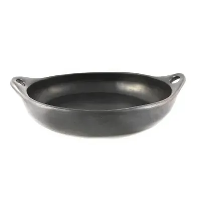 Black Pottery Ovalen Schaal met handgrepen, L16D18H5