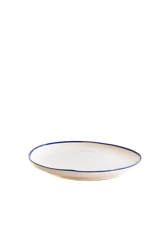 OUTLET_ Ontbijtbord Crazy Quarter, Val Pottery, Blauwe rand