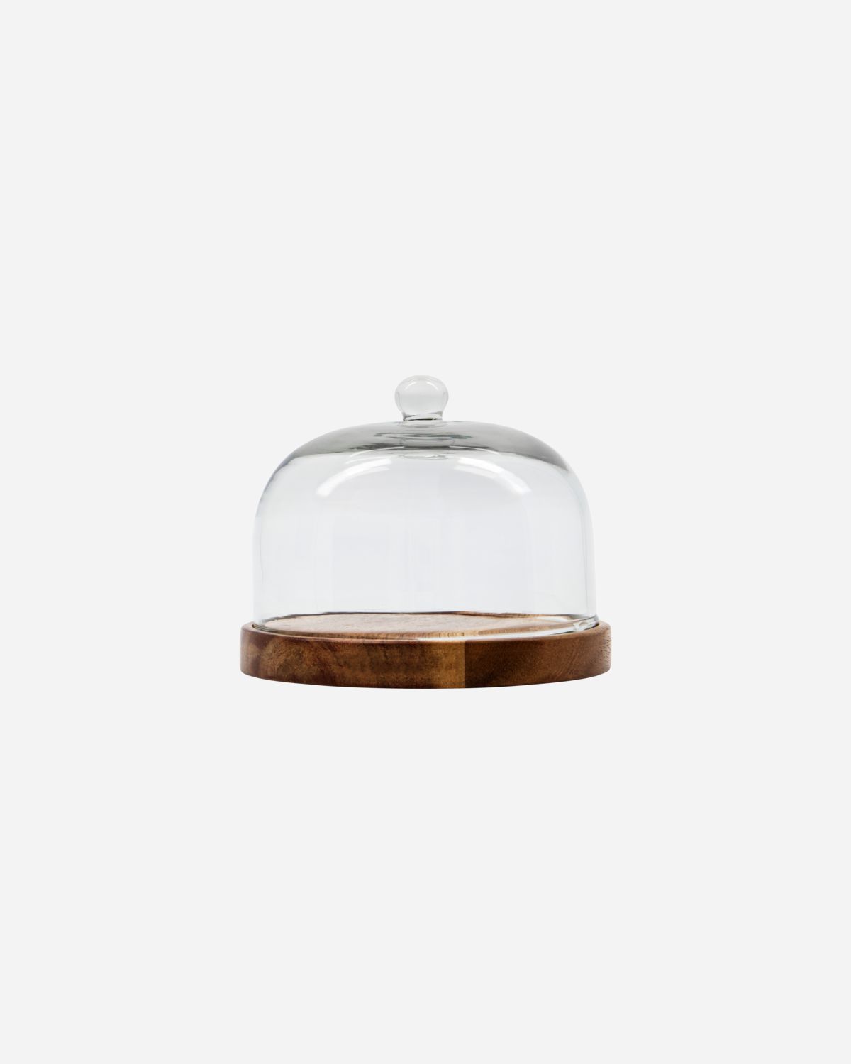 Glazen stolp, houten plateau