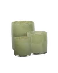 OUTLET_ T-licht Lyric Olive green, Medium 14x12cm