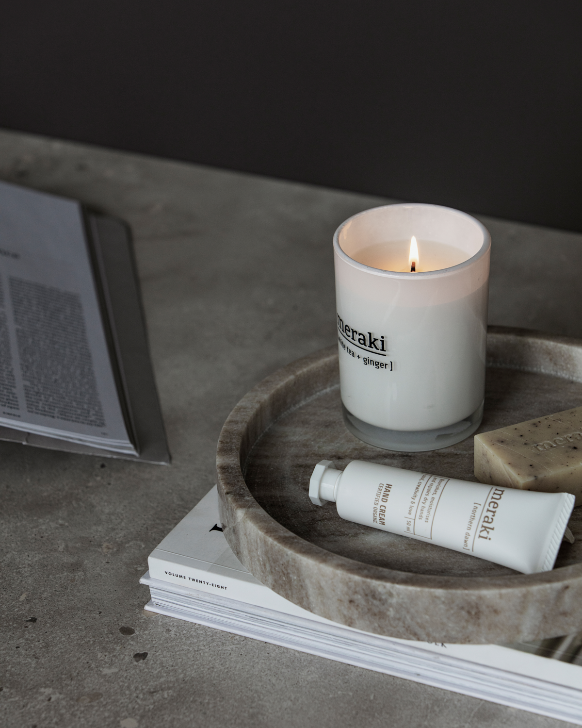OUTLET_Meraki Dienblad Marmer beige d: 25 cm