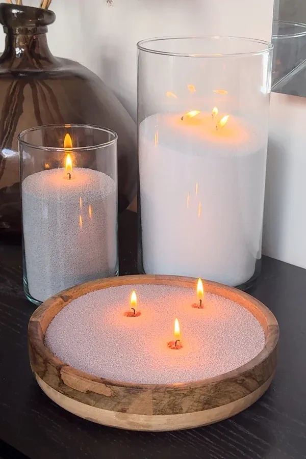 Summer Sale! Kaarsenzand - Candle sand 400g, wit, inclusief 8 lonten