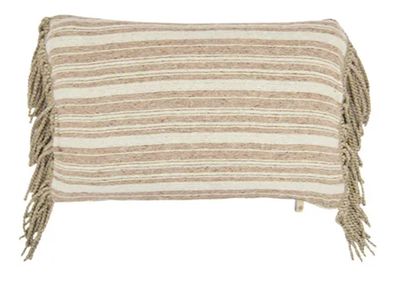 Kussen Masai Latte brown, met franjes 60x40cm
