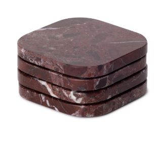 Set onderzetters, rode marmer Rosso Levanto, 4 stuks