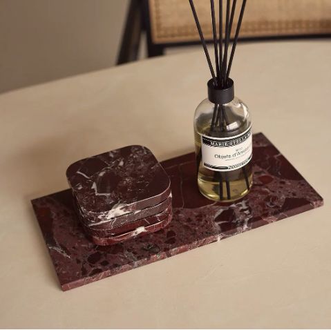 Marmer dienblad rechthoek M rood 15x30cm