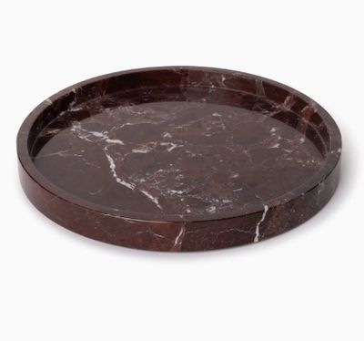 Dienblad Marmer met rand, rood, dia 30cm
