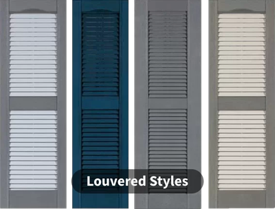 Louvered Vinyl Shutters 9&quot;-14.5&quot; Wide