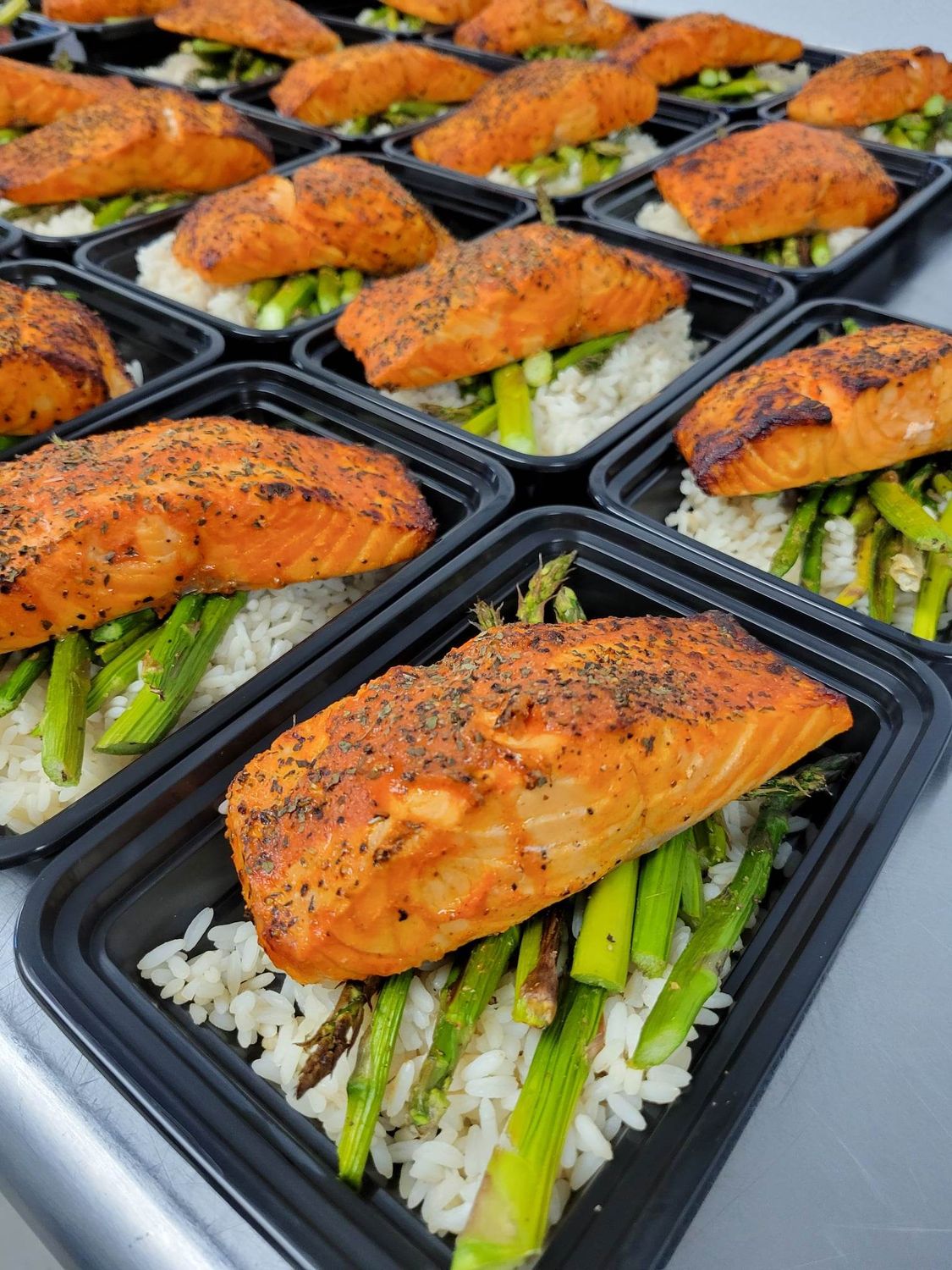Buffalo Salmon w/ White Rice &amp; Asparagus