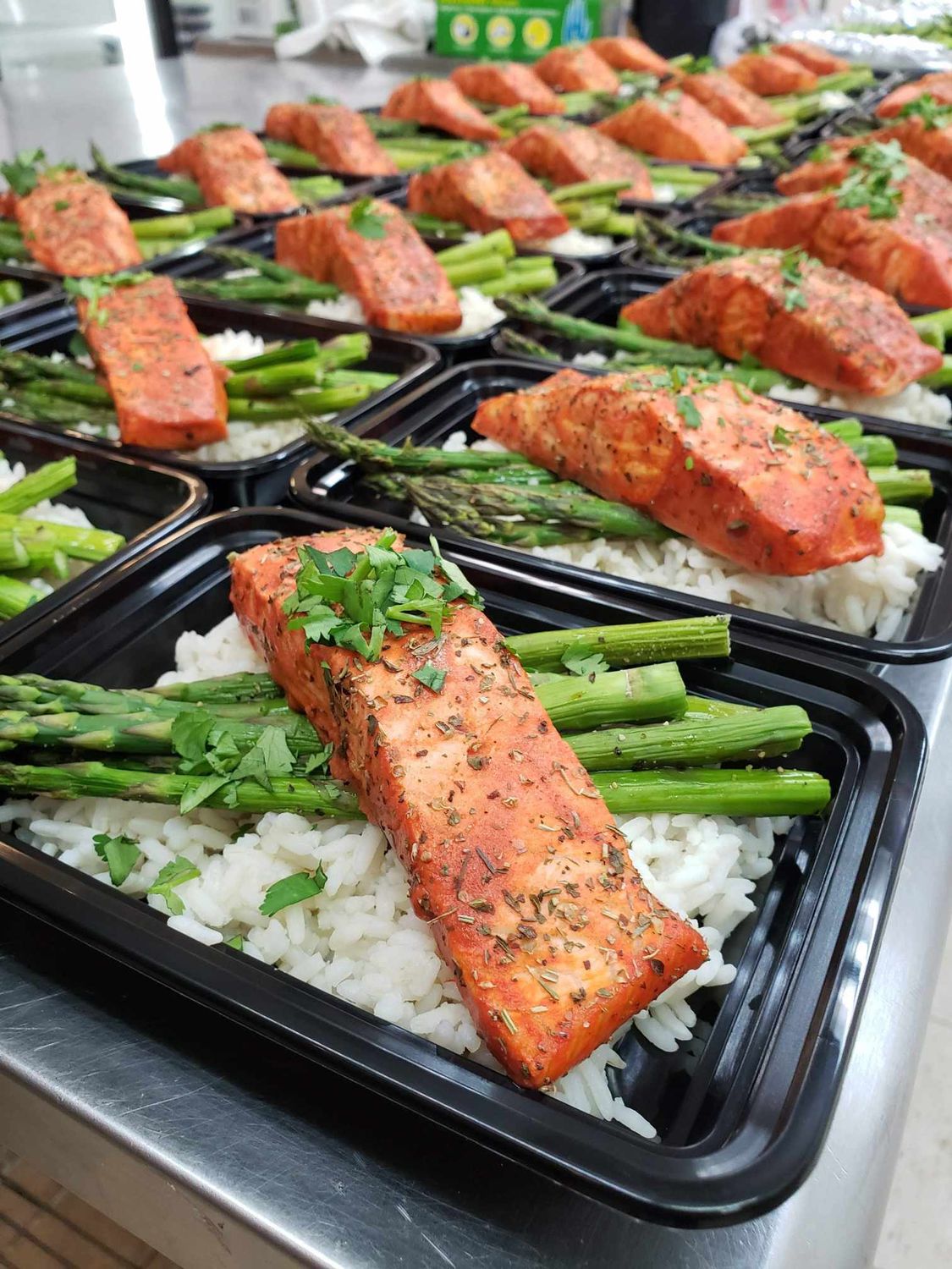 Red Chili Salmon w/ White Rice &amp; Asparagus