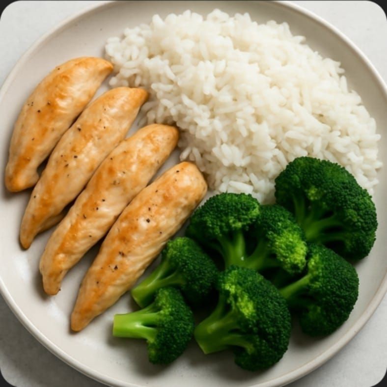 Chicken Tenders w/ White Rice &amp; Green Beans