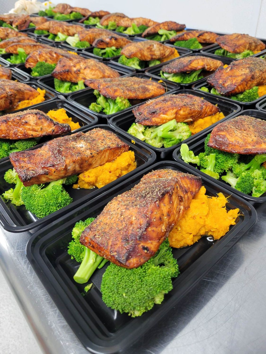 BBQ Salmon w/ Sweet Potato Mash &amp; Broccoli